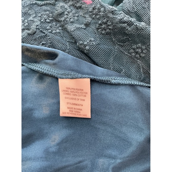 American Glamour Badgley Mischka Womens Tunic Top Sz 2X Teal Lace Flowy Boho - Picture 6 of 10